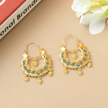 时尚新娘耳环，奢华刺猬形金吊坠耳环