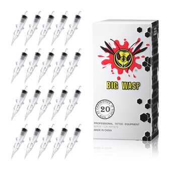 BIG WASP 20 件纹身补充针，各种尺寸，圆形衬里，透明形状/圆形 10#12 标准一次性纹身笔膜