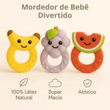 Mordedor Bebê 100% Natural Super Macio Alívio Gengiva Livre de BPA Colorido e Divertido Brinquedo Banho Textoy Presente
