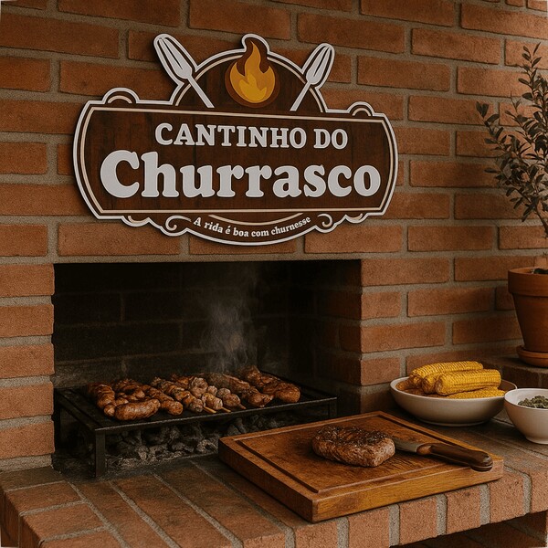 Quadro Plaquinha Decorativa Cantinho do Churrasco Decoração De Parede Em Mdf Adesivado Para Área Gourmet Churrasqueira