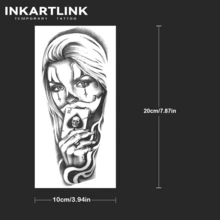INKARTLINK 非永久性纹身，神话小丑面具女人纹身贴纸，临时个性化纹身贴纸，逼真的半永久性纹身，夏季防水防汗手臂纹身，持续 1-2 周，植物小众女性身体贴纸 - 黑色 - 查看 5