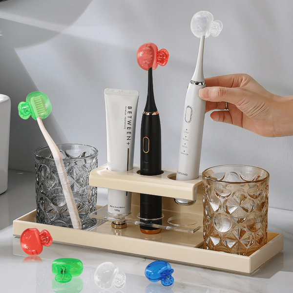 6 piezas Portacepillos de dientes, adecuados para familia, viaje, camping, baño, escuela, negocios, Fundas para cabezal de cepillo de dientes Vuelta al colegio