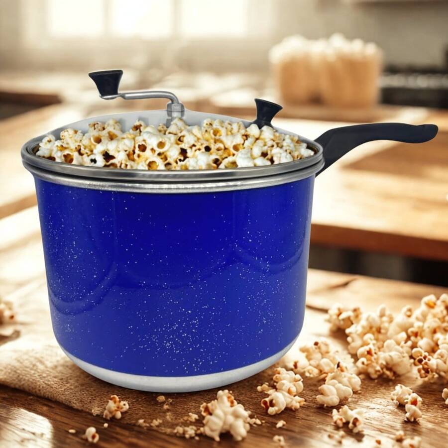 Popcorn Pan Aluminum Popcorn Maker No. 20 With Glass Lid 4 Liters - Blue - View 1