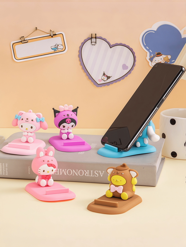 Sanrio 1pc / Sanrio, Hello Kitty, Kuromi, Melody. Cartoon-Style Sanrio Lazy Desktop Phone Stand. The Base Is A Creative Kuromi Small Decorative Item.(Some Parts Are Random..)