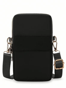 1个花卉字母印花迷你斜挎手机包，零钱包，邮差包，迷你休闲斜挎手机袋，带耳机孔，便携式斜挎包，运动臂带和腕带，带拉链口袋，适合时尚白领、大学生、商务人士、通勤族、办公室使用，是送给妈妈、爱人、朋友的绝佳礼物