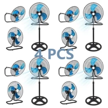 4 piezas Ventilador oscilante 3 en 1 de con base resistente, ventilador de piso de 3 aspas, soporte de piso, soporte y montaje de pared de 18 pulgadas, 3 velocidades - Tipo de Enchufe A USA (110-127V) - Ver 3