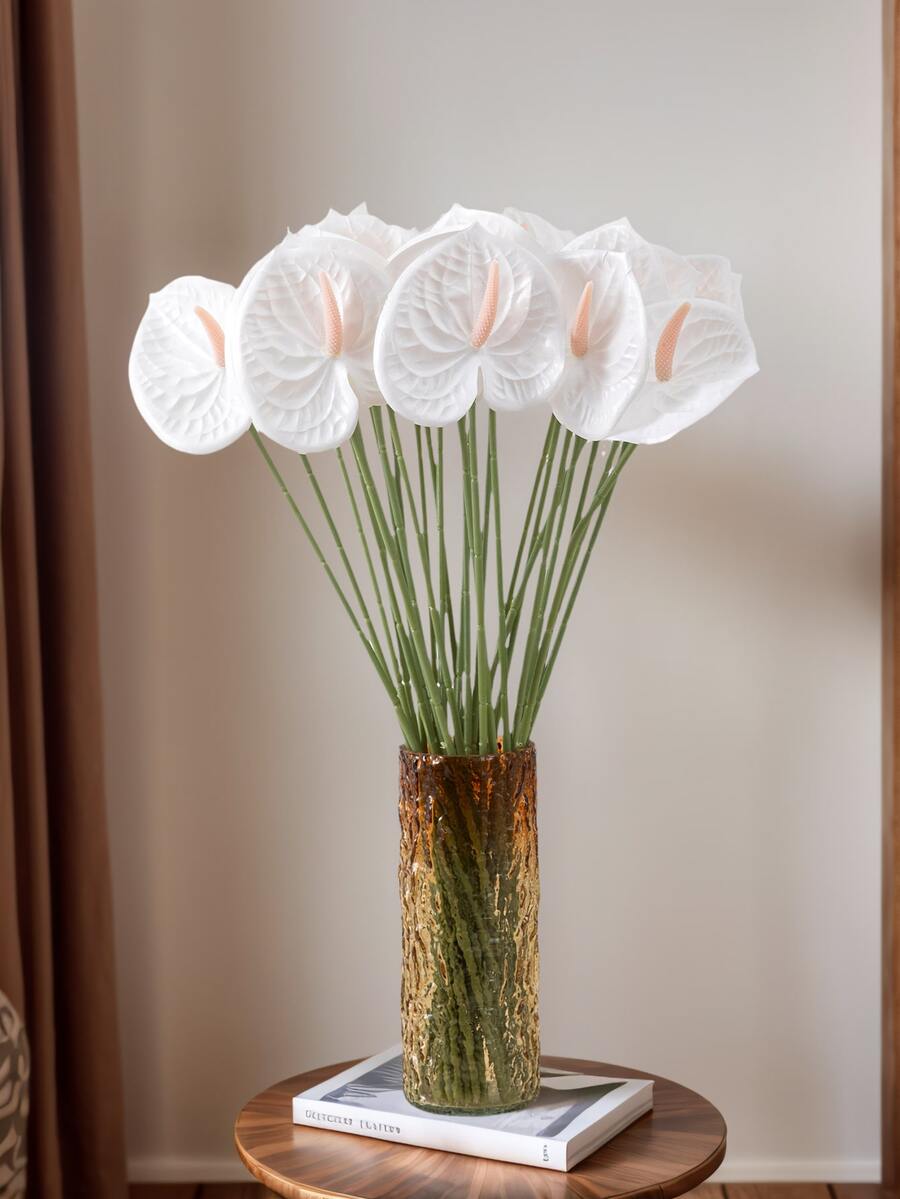 1 件/3 件/5 件人造红掌百合花（白色）适用于婚礼办公室派对酒店家居餐桌装饰