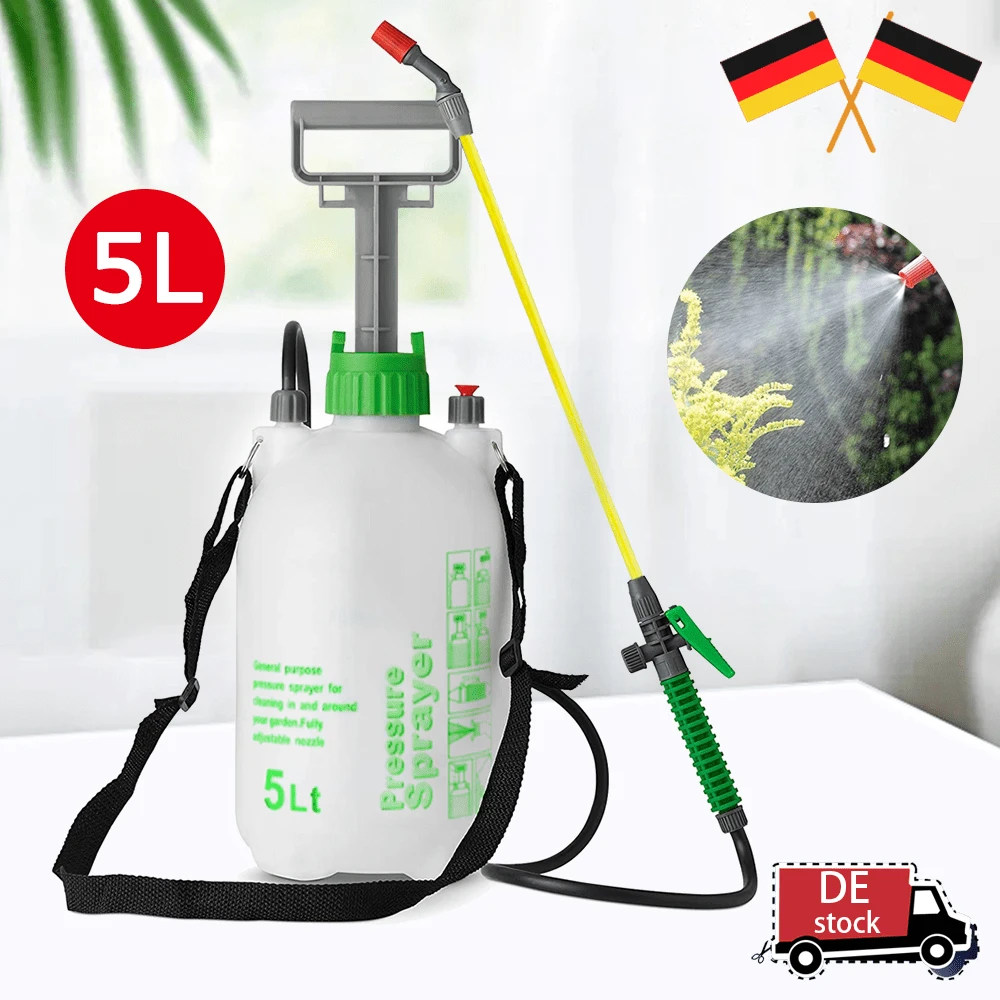 GARTEN-DRUCKSPRÜHER, 5 L, HANDSPRÜHER ZUM BESPRÜHEN VON PFLANZEN '5L Drucksprüher mit Luftkompressionspumpe, manueller Drucksprüher, Gartenbewässerung, Bewässerung, Desinfektion, Sprühflasche' - Grün - Übersicht 1