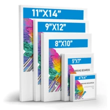 5 件/2 件，用于绘画的画布，白色底漆空白平板画布 - 艺术家画布板，用于丙烯画、油画水彩蛋彩画、返校、学校用品 - 彩色 - 查看 8