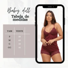 Women's Adult Baby Doll Pajamas Lace Romantic Elegant Sleeveless - Màu Đỏ Sâu - Xem 4