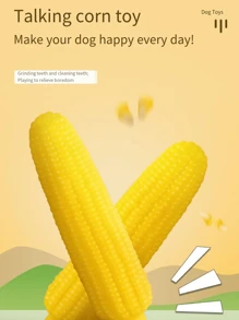 1pc Pet Corn Squeaky Chew Toy, Dog Realistic Yellow Corn Shaped Screaming Chicken Plush Toy, TPR Material, Interactive Chewing Biting Teeth Grinding Toy For Pets