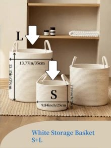 1pc 可折叠编织洗衣篮带手柄,圆形多功能大容量收纳篮,黄色和白色三种尺寸可选,适用于衣服、毛毯、玩具、节日收纳、家居装饰,适用于洗衣房、浴室、卧室、客厅、走廊洗衣篮、洗衣篮浴室收纳篮、篮子、收纳篮、可折叠洗衣篮 - 彩色 - 查看 14