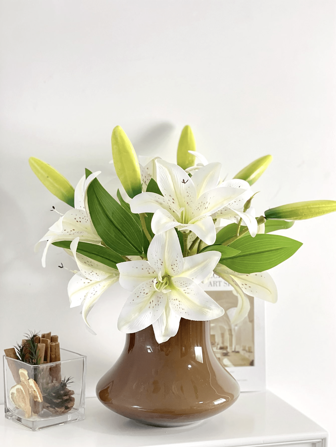 1/2/3/5/6 件丝绸橡胶人造百合花，高 33 厘米，适用于插花、家居装饰、花瓶、花园、窗台、婚礼、派对、感恩节、父亲节，高品质假花