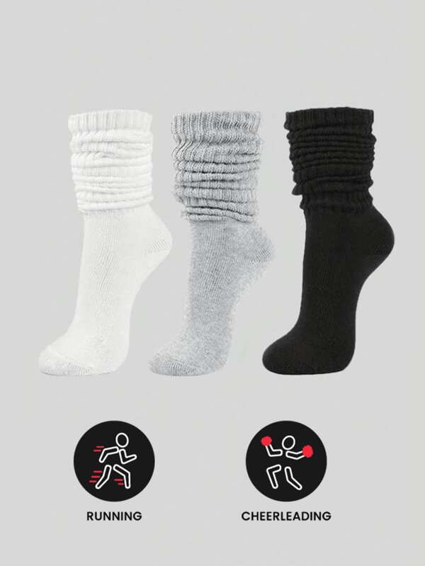 3 pares de calcetines de felpa para mujer de otoño e invierno, calcetines tejidos al descubierto, calcetines cortos ajustados para mujer, calcetines largos ajustados para mujer sin cartón (12 piezas, 24 piezas, 36 piezas, 48 piezas)