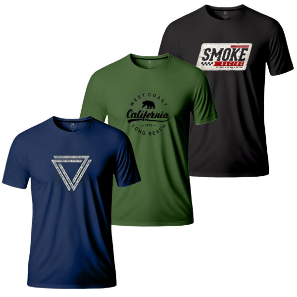 Kit 3 Blusas Camisas Camisetas Masculinas SB P ao GG e Plus Size G1 ao G6