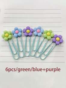 30件/27件/10件/9件/8件/6件/5件/3件/1件花朵PVC+金属回形针书签，可爱办公文具别针，多种颜色可选 - 彩色 - 查看 18