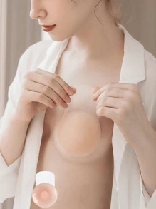 10 件可重复使用无缝硅胶乳贴、隐形丰胸胶带、防滑乳贴、纯色胸罩配件、100% 硅胶、可手洗、易于清洁的胸罩配件、适合所有胸围尺寸（2/10 件） - 彩色 - 查看 3