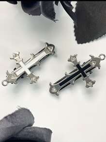 Vintage Punk Cross Hair Clips - Halloween Metal Duckbill Hair Clips, Y2K Style Side And Ombre Accessories, Cool Style, Diablo Style, Lace Cross Hair Clips Gothic Style Punk, Graduation Season Party