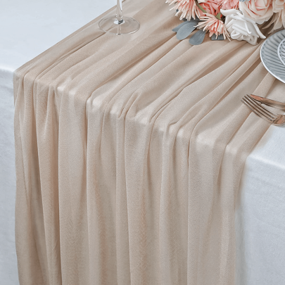 1pc Sheer Chiffon Table Runner With Iridescent Glitter, Perfect For Rustic Bohemian Wedding Decor, Bridal Shower, Christmas Party Table Decoration