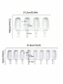 1 件 8 腔椭圆形硅胶冰淇淋模具、DIY 巧克力和冰淇淋模具、蛋糕模具、手工工具 - 白色 - 查看 13