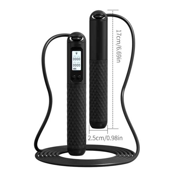 1 pieza Cuerda de saltar electrónica inteligente de 3 m con contador, temporizador y rodamiento, longitud ajustable para entrenamiento de fitness digital, apto para atletas y uso familiar, accesorios de gimnasio, deporte, gimnasio, ejercicio en casa, cuerda de saltar