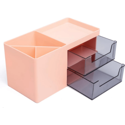 Organizador Porta Caneta De Mesa Com 2 Gaveta Escritorio Escolar