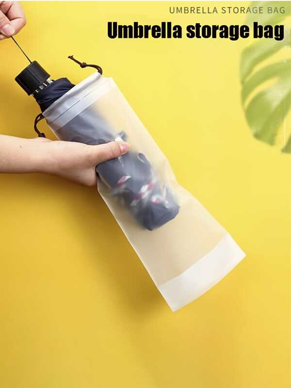 5/10pcs Translucent Durable Plastic Travel Storage Bags With Drawstring Closure, 5.11"X12.99" White Cylindrical Umbrella Bag, Suitable For Car & Outdoor Use - Safe Storage Solution