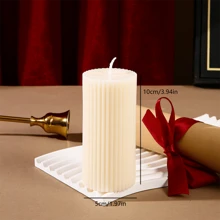 1pc, White Cylindrical Candle, Creative Design Ornament, Suitable For Home Decoration, Room Lighting, Wedding Candles, Etc., Atmosphere, Souvenirs, Holiday Gifts, Etc
