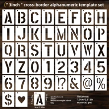 52/42pcs Numeric, Alphabet, Symbol Hollow Stencils, Ruler & Sponge Applicator DIY Reusable Spray Painting Template Set For Wall, Furniture, Sign Painting,Back To School,School Supplies - Multicolor - View 16