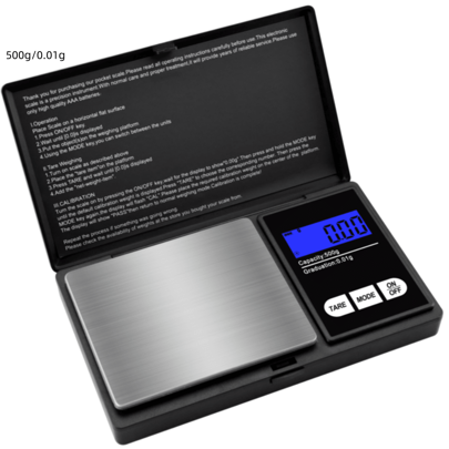 1pc,500g/0.01g, Digital Gram Scale, Jewelry Mini Stainless Steel Electronic Scale, Digital Pocket Scale, Golden Gram Balance Weight Scale, Portable Pocket Scale, Smart Scale For Powder, Coins, Herbs, Food, LCD Display, Kitchen Supplies, Batteries Not Included