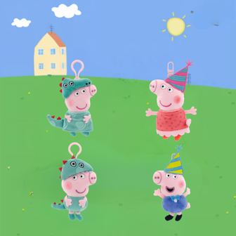  Llaveros de peluche auténticos de Peppa Pig y George - Lindos dijes de peluche de dinosaurio y estilo festival para bolsos, colgantes de personajes de dibujos animados kawaii para bolsos, adecuados para Pascua, Día de la Madre, Día del Niño, Acción de Gracias, Navidad y diversos regalos festivos, regalos de cumpleaños, gran regalo para niños y niñas (descuentos en el portafolio de productos)