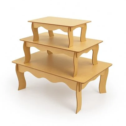 Kit 3 Bandejas Provençais MDF para Festa – Suporte Bolo e Doces Decorativo