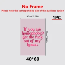1 件《如果你恐同，就把他赶出我家》印刷品、LGBT 帆布印刷品、有趣的 LGBT 印刷品、有趣的女同性恋印刷品、|LGBT 家居装饰 - 帆布材料（可选框架） - 彩色 - 查看 10