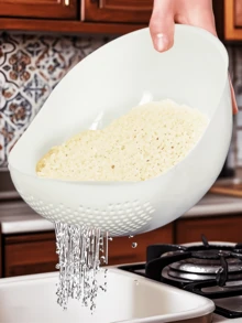 1件多功能洗米盆，附側邊排水孔濾水籃，防滑手柄，PP材質米篩濾網，適用於洗米、蔬菜、麵條，易排水易清洗，適合日常烹飪、烘焙、食材準備，必備廚房工具 - 彩色 - 查看 7