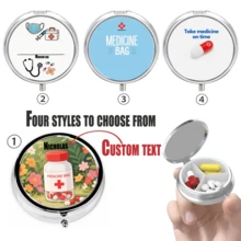 1 Pill Box With Customizable Text, 3 Compartment Small Pill Box, Suitable For Wallet, Cute Mini Medicine Storage Box Travel Pill Box, Portable Pill Container And Medicine Vitamin Storage Box, You Can Also Use It To Store Other Small Items.