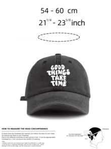 1 件 GOOD THINGS TAKES TIME 印花水洗棒球帽，经典时尚柔软吸汗带可调节尺寸轻质防晒多功能经典帽，适合户外运动足球比赛日常穿着派对度假送给朋友和家人的完美礼物