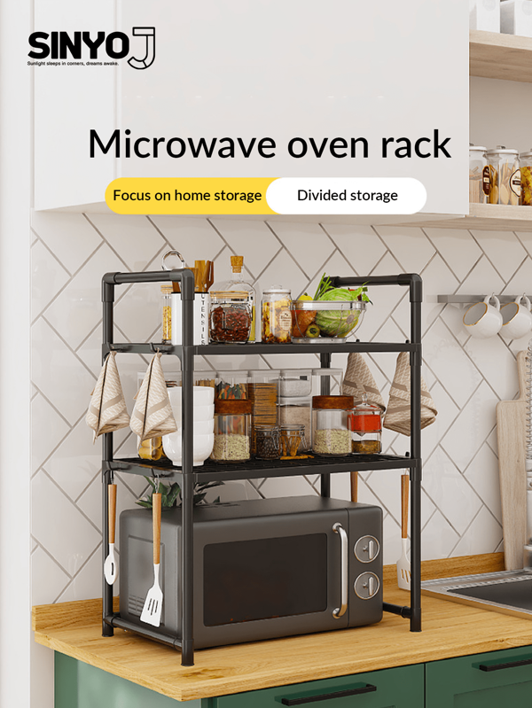 1pc Microwave Oven Shelf, Thick Microwave Rack, Multi-Tier Kitchen Storage Organizer