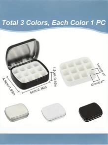 1 Stück 3-farbige leere Aquarellpalette, Mini Blechbox Malpalette mit 12 Plastikfächern, geeignet für DIY Reise-Aquarellpalette, Acryl- und Ölmalerei, Rückkehr zur Schule, Schulmaterial