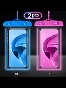 Set de 2 fundas impermeables y luminosas con pantalla táctil, adecuadas para nadar, la playa, bucear, fotografía, rafting, estuche impermeable y transparente para teléfono - Multicolor - Ver 10