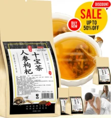 30 Bags Of Traditional Chinese Herbal Kidney Cleansing And Detoxifying Tea - Ginseng Ten Treasures Formula With Wolfberry, Astragalus And Natural Herbs, For Men And Women, Provides Energy And Vitality Support (1 Bag), Herbal Detox Tea | Astragalus Root Tea, Herbal Tea For Kidneys - Multicolor - View 1