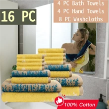 SEMAXE 浴室浴巾套装，包含 4 条浴巾、4 条手巾和 8 条毛巾，浴巾 [140x70cm]、手巾 [70x40cm]、毛巾 [33x33cm]，经 OEKO-TEX® 认证，550GSM 赛络纺精梳毛巾，适用于水疗中心/酒店/健身房，豪华机织纺织品，带挂环，礼品包装