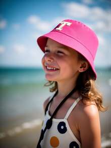 1顶儿童遮阳帽，粉色，户外渔夫帽，跑步徒步帽，透气休闲沙滩帽，适合3-16岁儿童 - 玫紅色 - 查看 3