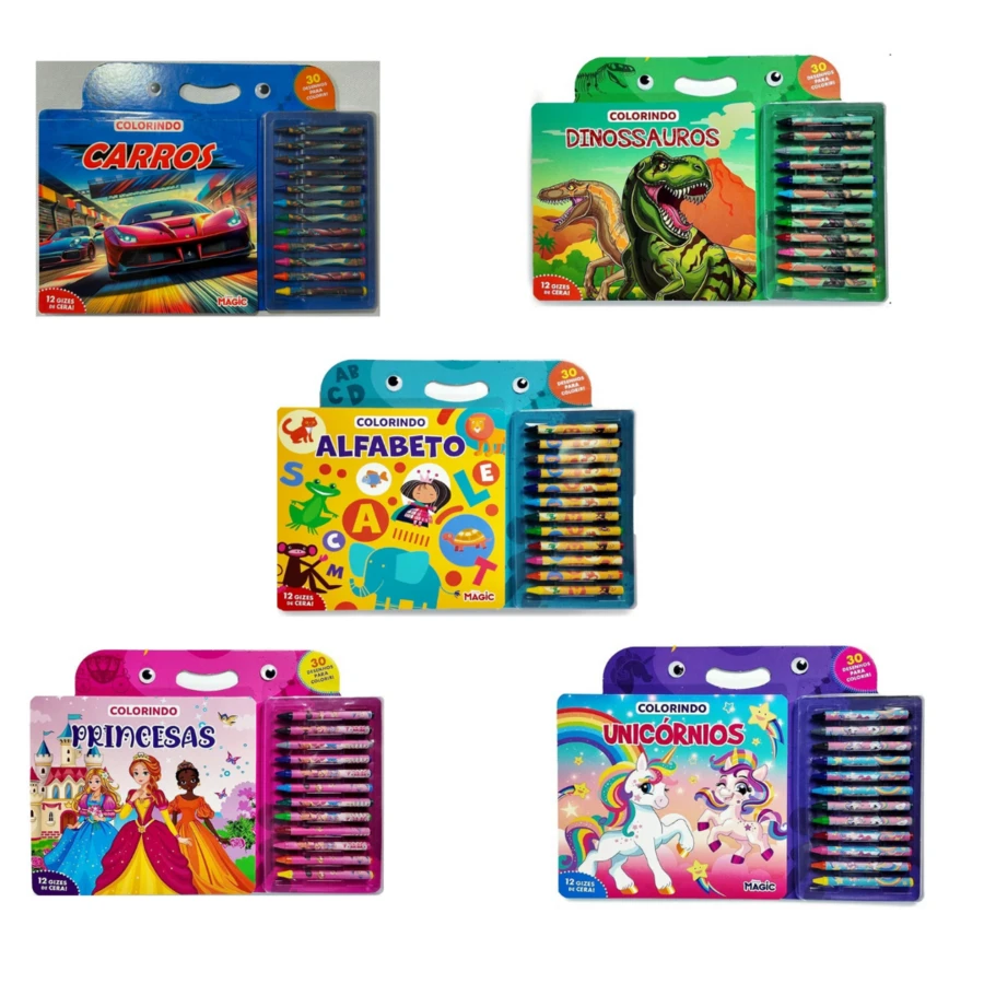 Livro Colorindo 30 desenhos para colorir C/12 Giz De Cera - Alfabeto - Visão 1