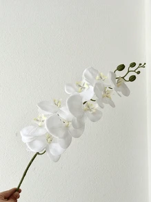 1 pièce de 96 cm/37,7 pouces Tiges artificielles d'orchidée Phalaenopsis blanches, fleurs en latex Cymbidium au toucher naturel, convenant à la décoration de mariage, aux accessoires de fond pour mariée, aux bouquets, aux corsages, aux couronnes, à la décoration de fête, aux centres de table, à Noël, Halloween, Thanksgiving, la rentrée des classes, la Saint-Valentin, la Fête des Mères, la Remise des diplômes, l'Arbre à Argent