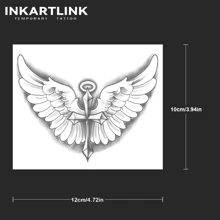 INKARTLINK INKARTLINK 1 pieza Tatuaje temporal de Cruz y Alas | Fórmula de plantas herbales semi-permanente | Realista, duración de 15 días | Resistente al agua 1-2 semanas | Tatuaje falso de nicho | Etiqueta engomada de estilo gótico