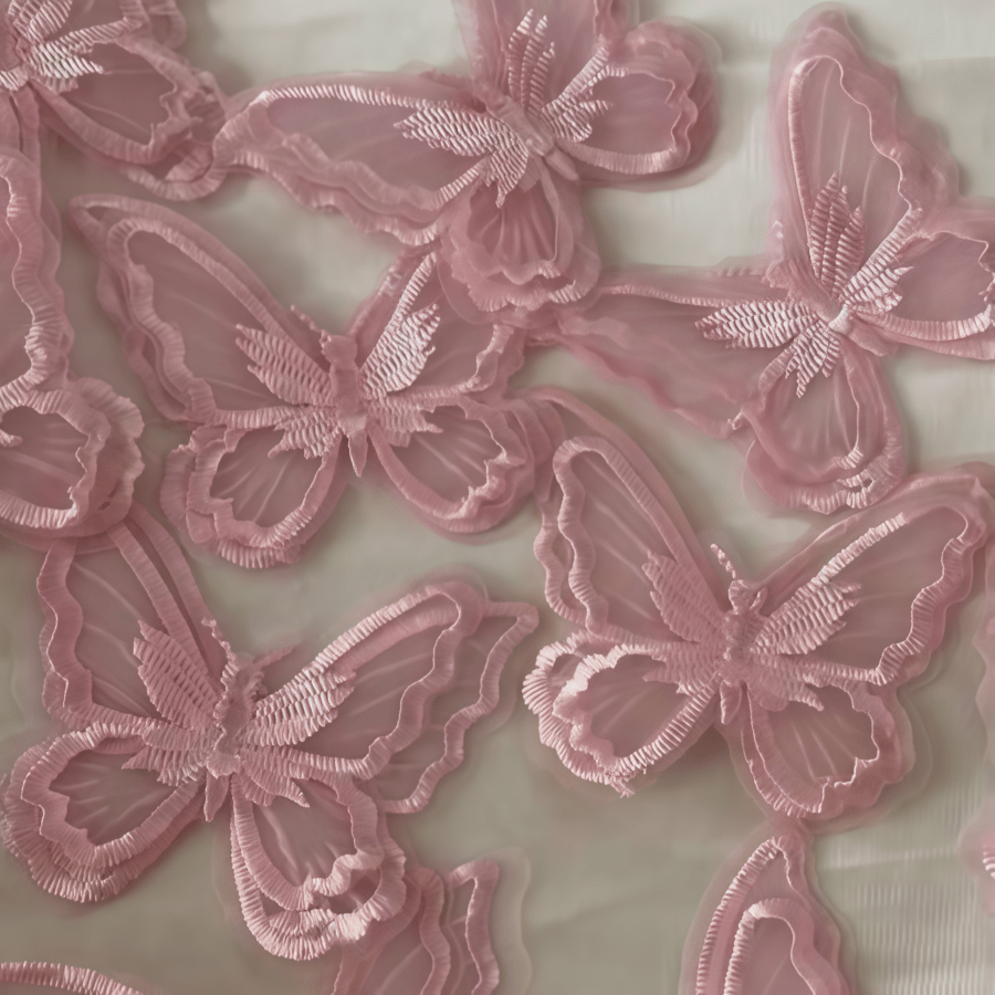 1 Stück/10 Stücke rosa bestickter Schmetterling Stickerei Dekoration, Schmetterling Stickerei Aufnäher, Bekleidungsdekoration, dekorative Accessoires, zum Selbermachen, Hochzeitsdekoration