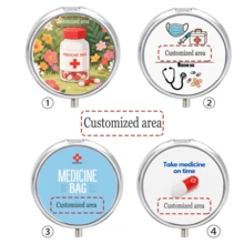 1 Pill Box With Customizable Text, 3 Compartment Small Pill Box, Suitable For Wallet, Cute Mini Medicine Storage Box Travel Pill Box, Portable Pill Container And Medicine Vitamin Storage Box, You Can Also Use It To Store Other Small Items.