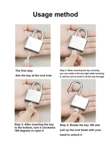 4-Key Heavy Duty Stainless Steel Padlock - Rust-Proof, Waterproof, Suitable For Dorm, Warehouse, And Iron Gate, Waterproof Lock