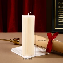 1pc, White Cylindrical Candle, Creative Design Ornament, Suitable For Home Decoration, Room Lighting, Wedding Candles, Etc., Atmosphere, Souvenirs, Holiday Gifts, Etc