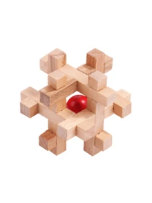 1 件木制玩具孔明锁鲁班锁成人减压烧脑动脑全智力开发解谜游戏,办公桌面玩具,金属拼图,智商拼图,锁拼图,拼图,木制拼图,木制玩具 - 彩色 - 查看 6